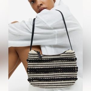 H&M Textured weave shoulder bag, Black and white, NWOT